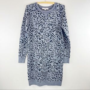 Ann Taylor Loft Wool Blend Leopard Print Midi Dress M